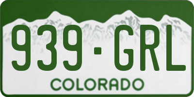 CO license plate 939GRL