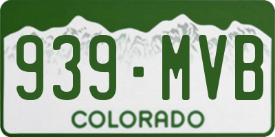 CO license plate 939MVB