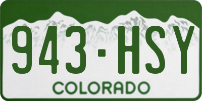 CO license plate 943HSY