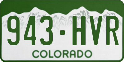 CO license plate 943HVR
