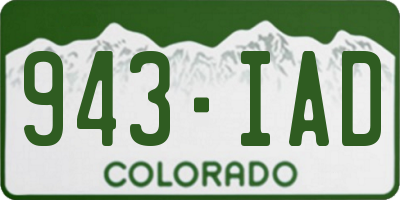 CO license plate 943IAD