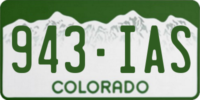 CO license plate 943IAS