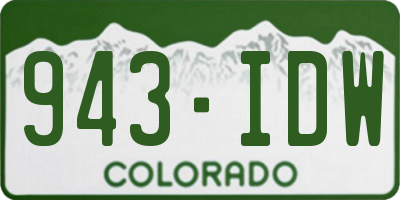 CO license plate 943IDW