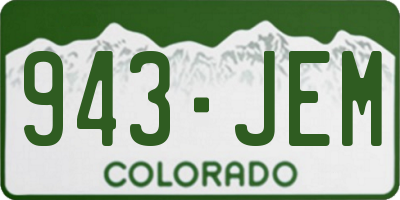 CO license plate 943JEM