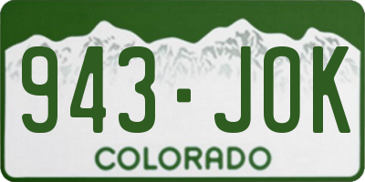 CO license plate 943JOK