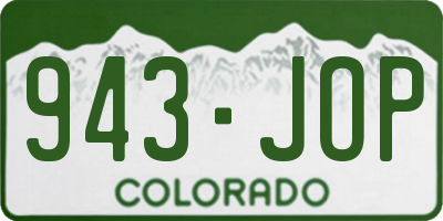 CO license plate 943JOP