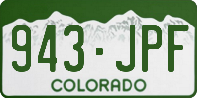 CO license plate 943JPF