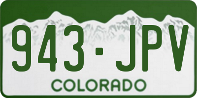 CO license plate 943JPV