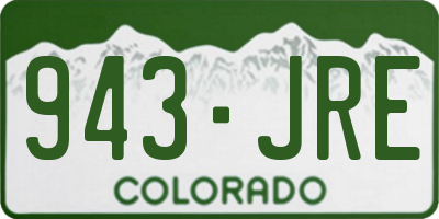 CO license plate 943JRE