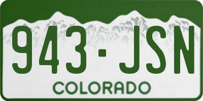 CO license plate 943JSN