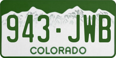 CO license plate 943JWB