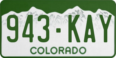 CO license plate 943KAY