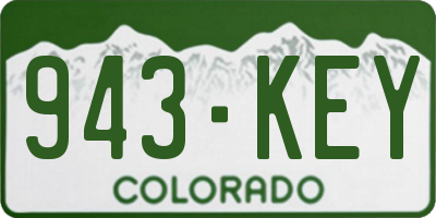 CO license plate 943KEY