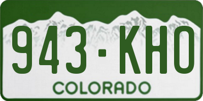 CO license plate 943KHO