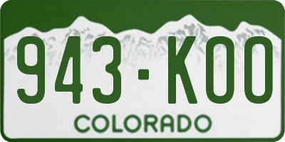 CO license plate 943KOO