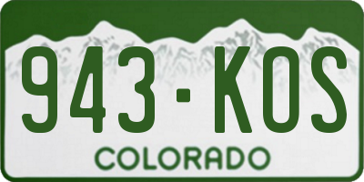 CO license plate 943KOS