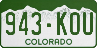 CO license plate 943KOU