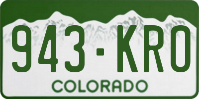 CO license plate 943KRO