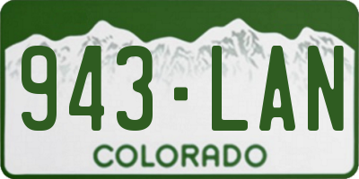 CO license plate 943LAN