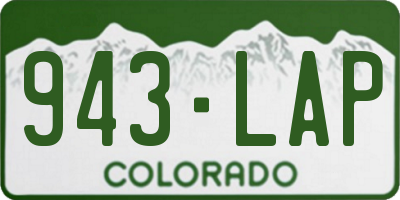 CO license plate 943LAP