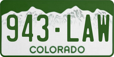 CO license plate 943LAW