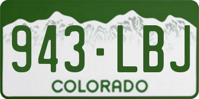 CO license plate 943LBJ