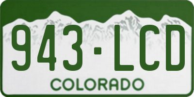 CO license plate 943LCD