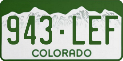 CO license plate 943LEF