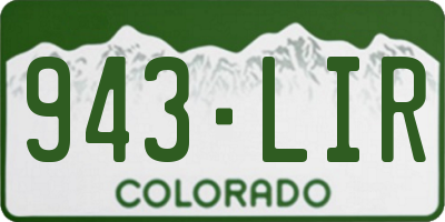 CO license plate 943LIR