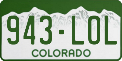 CO license plate 943LOL