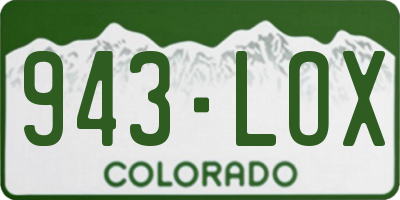 CO license plate 943LOX
