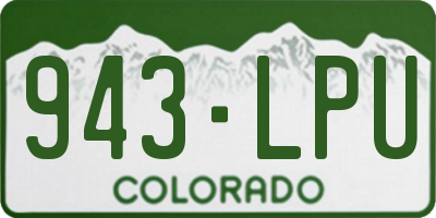 CO license plate 943LPU