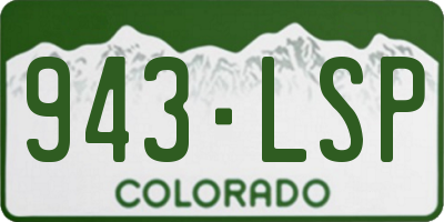 CO license plate 943LSP