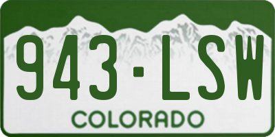 CO license plate 943LSW