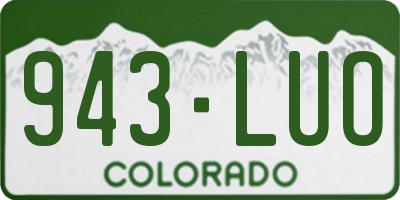 CO license plate 943LUO