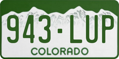 CO license plate 943LUP