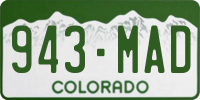 CO license plate 943MAD