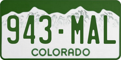 CO license plate 943MAL