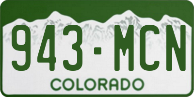 CO license plate 943MCN