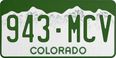 CO license plate 943MCV