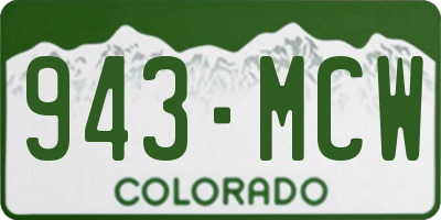 CO license plate 943MCW