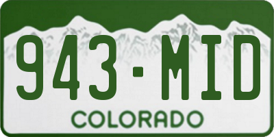 CO license plate 943MID