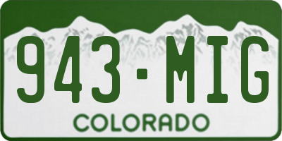 CO license plate 943MIG