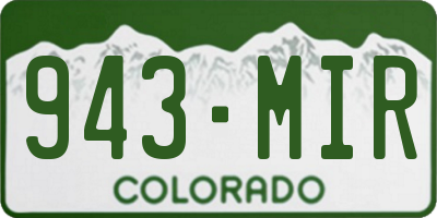 CO license plate 943MIR