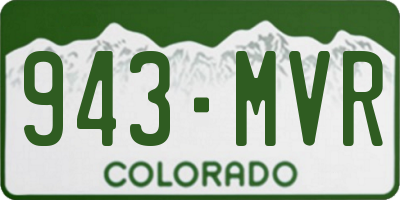 CO license plate 943MVR