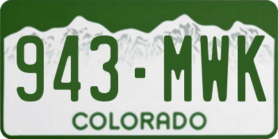 CO license plate 943MWK