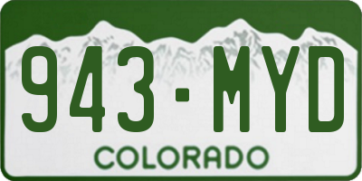 CO license plate 943MYD