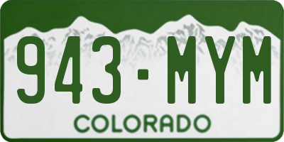 CO license plate 943MYM
