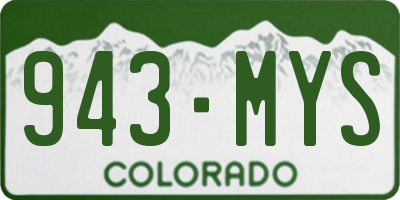 CO license plate 943MYS