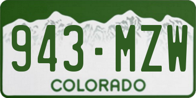 CO license plate 943MZW